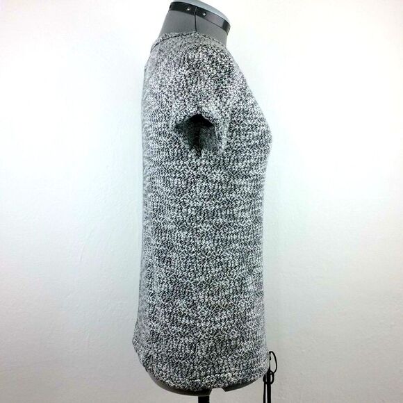 Lou & Grey Mottled Gray Short sleeve Drawstring Waist Knit Top - Picture 3 of 7